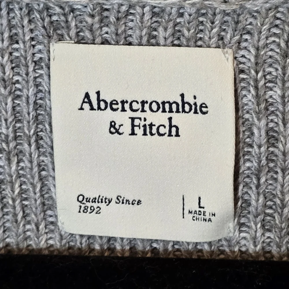 Abercrombie & Fitch Gray Ribbed Heavyweight Knit Double Zip Cardigan Sweater, L